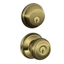 Schlage Georgian Antique Brass Knob and Single Cylinder Deadbolt 1-3/4 in.