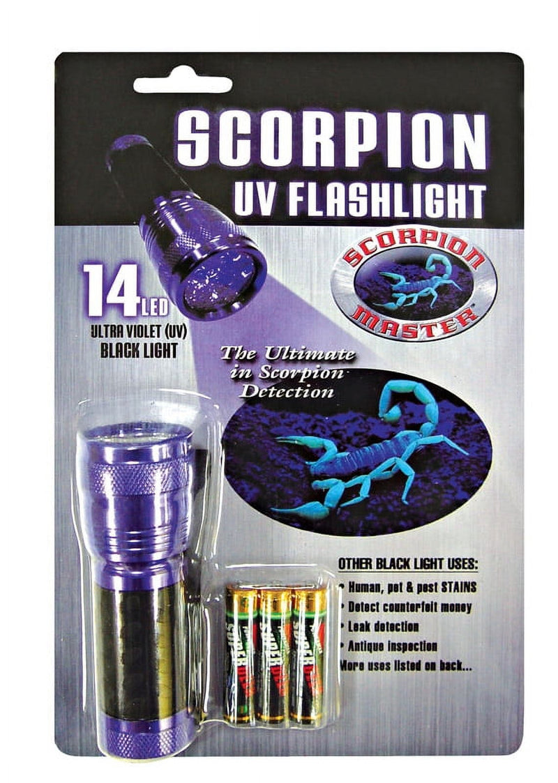 Scorpion 14 LED Black/Purple LED UV Flashlight AAA Battery