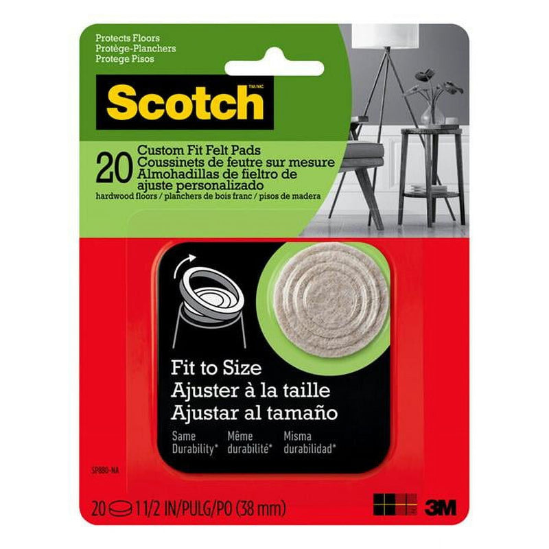 3M Scotch Felt Self Adhesive Protective Pad Beige Round 1.5 in. W 1 pk