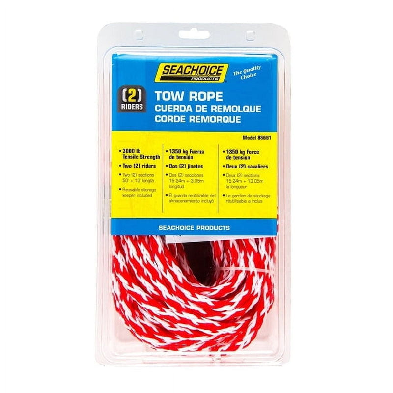 Seachoice 60 ft. L Red/White Braided Polypropylene Tow Rope