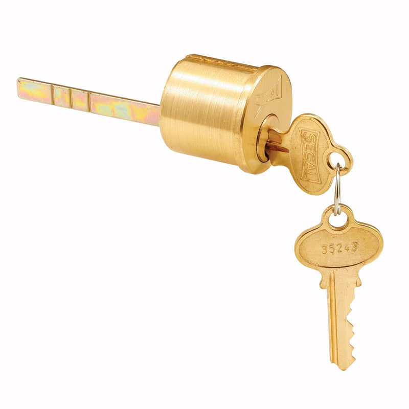 Prime-Line Segal Brushed Brass Solid Brass Key Lock Cylinder Keyed Differently