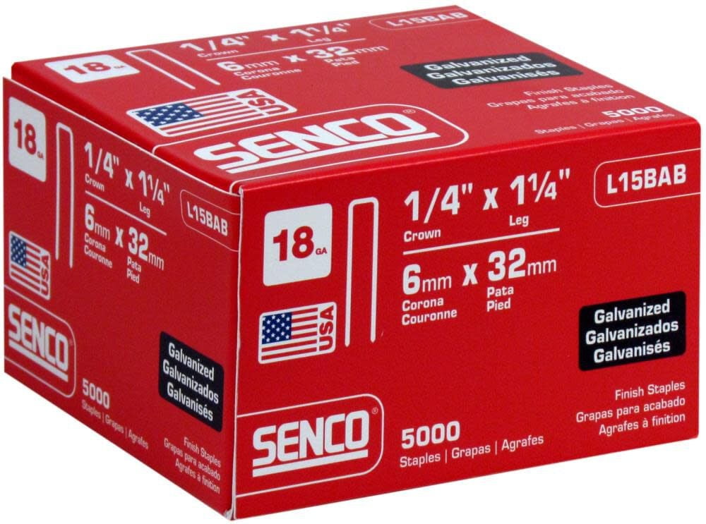Senco 1/4 in. W X 1-1/4 in. L 18 Ga. Narrow Crown Finish Staples 5000 pk