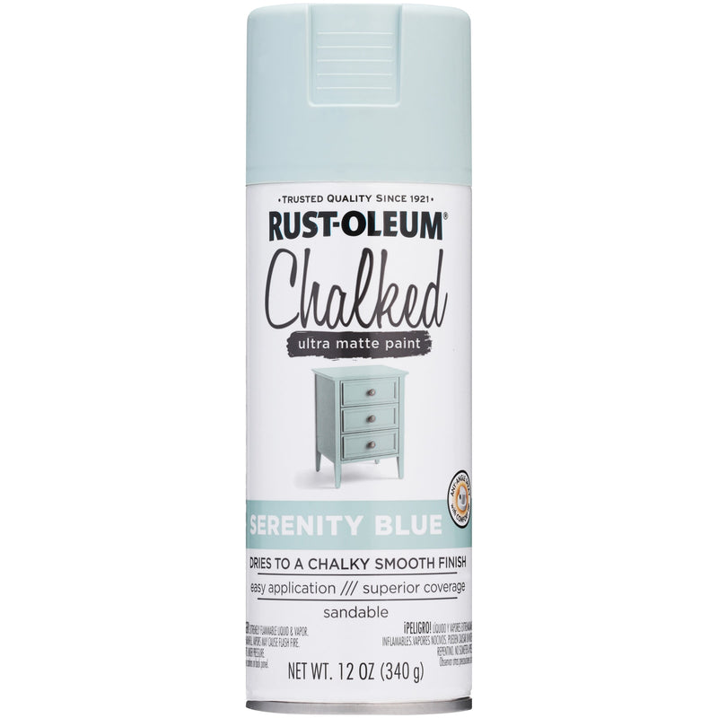 Rust-Oleum Chalked Ultra Matte Serenity Blue Oil-Based Acrylic Sprayable Chalk Paint 12 oz