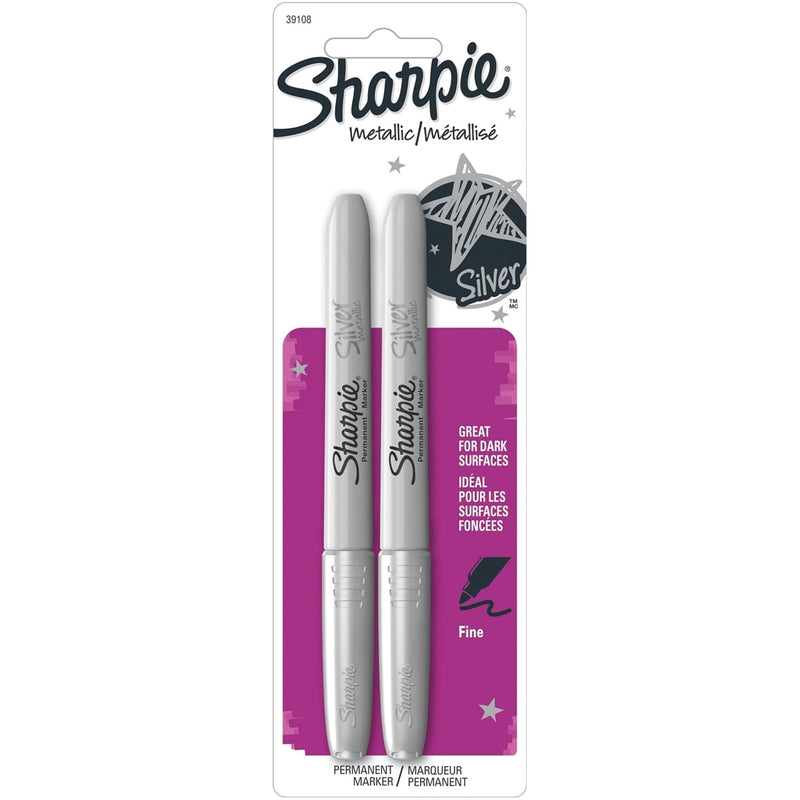 Sharpie Metallic Silver Fine Tip Permanent Marker 2 pk