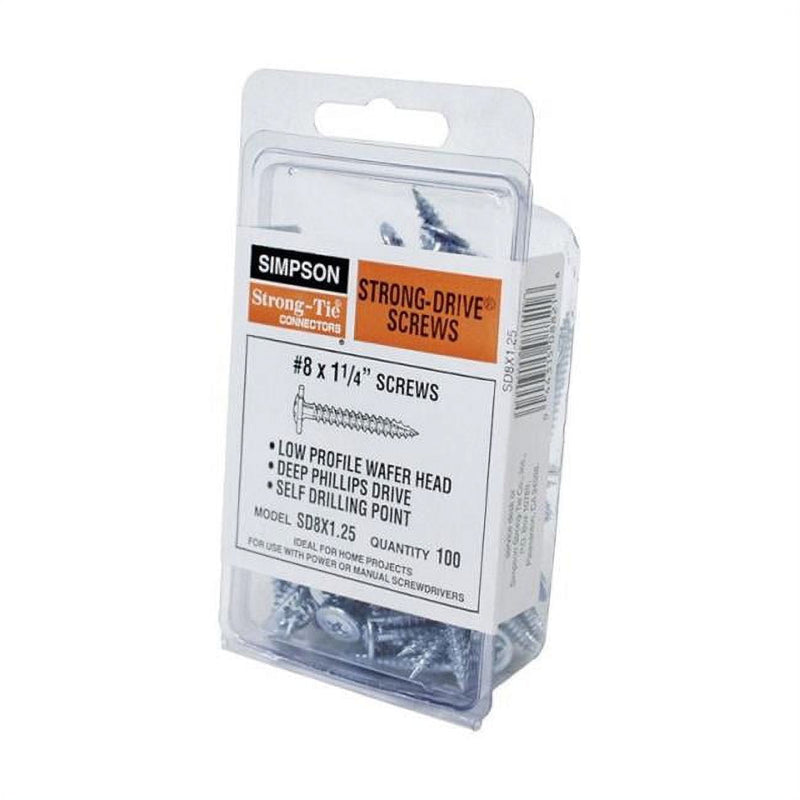 Simpson Strong-Tie No. 8 Sizes X 1-1/4 in. L Phillips Wafer Head Structural Screws 0.6 lb 100 pk