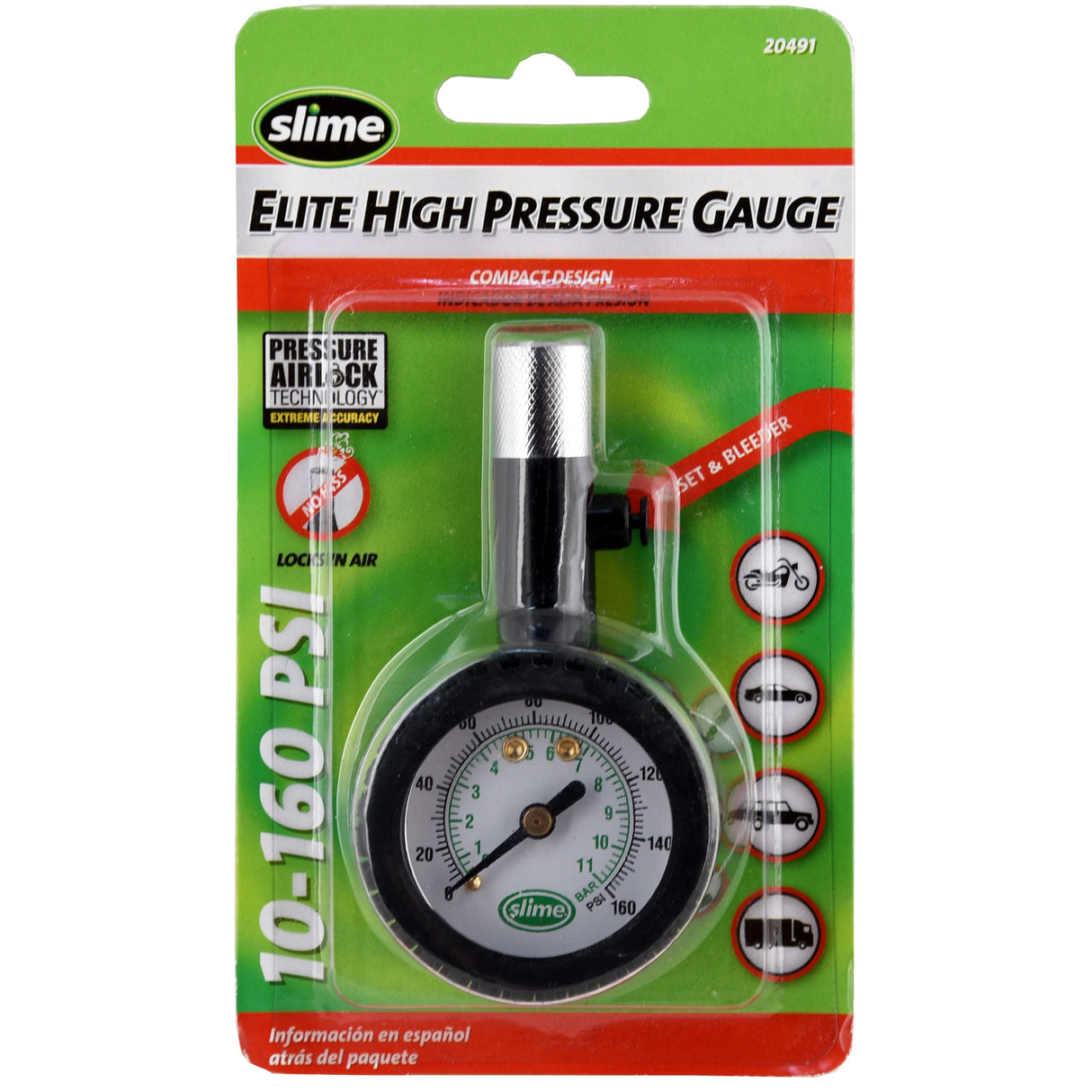 Slime Elite 160 psi Dial Tire Pressure Gauge
