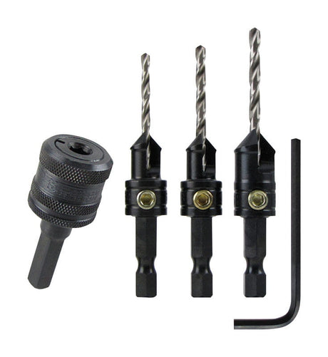 Make it Snappy 7/64 1/8 9/64 in. Steel Countersink & Quick Change Chuck Set 3 pc