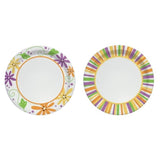 Solo Paper Mixed Garden Party Stripes and Flowers Design Plate 10 in. D 22 pk