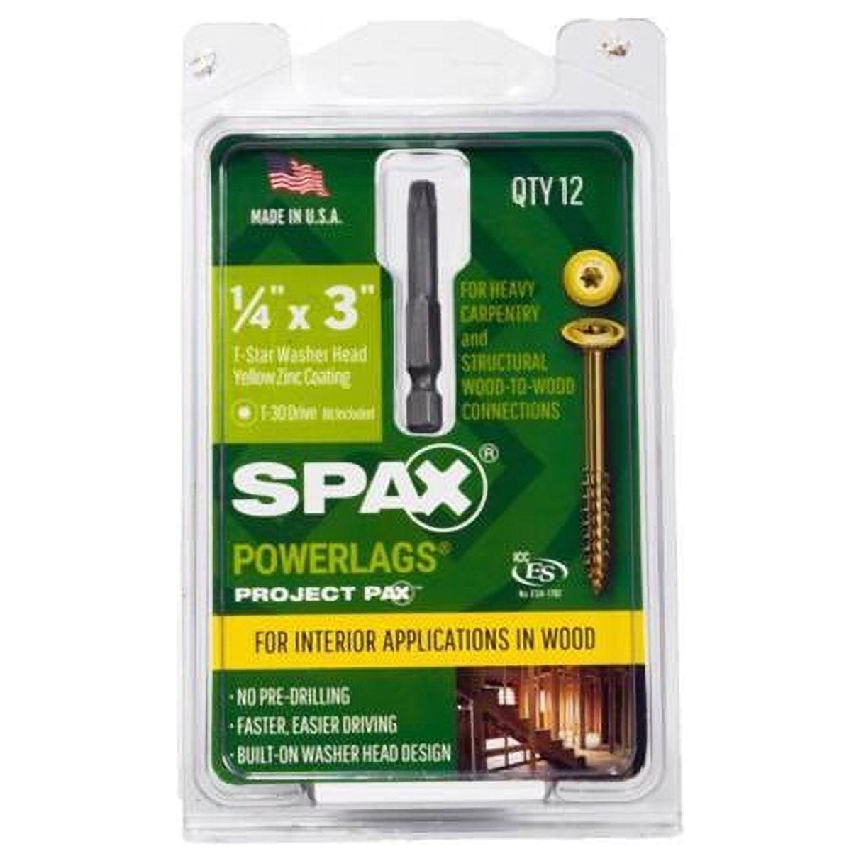 SPAX PowerLags 1/4 in. in. X 3 in. L T-30 Washer Head Construction Screws 12 pk