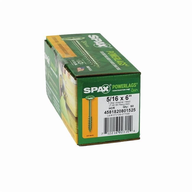 SPAX PowerLags 5/16 in. in. X 6 in. L T-40 Washer Head Structural Screws 50 pk