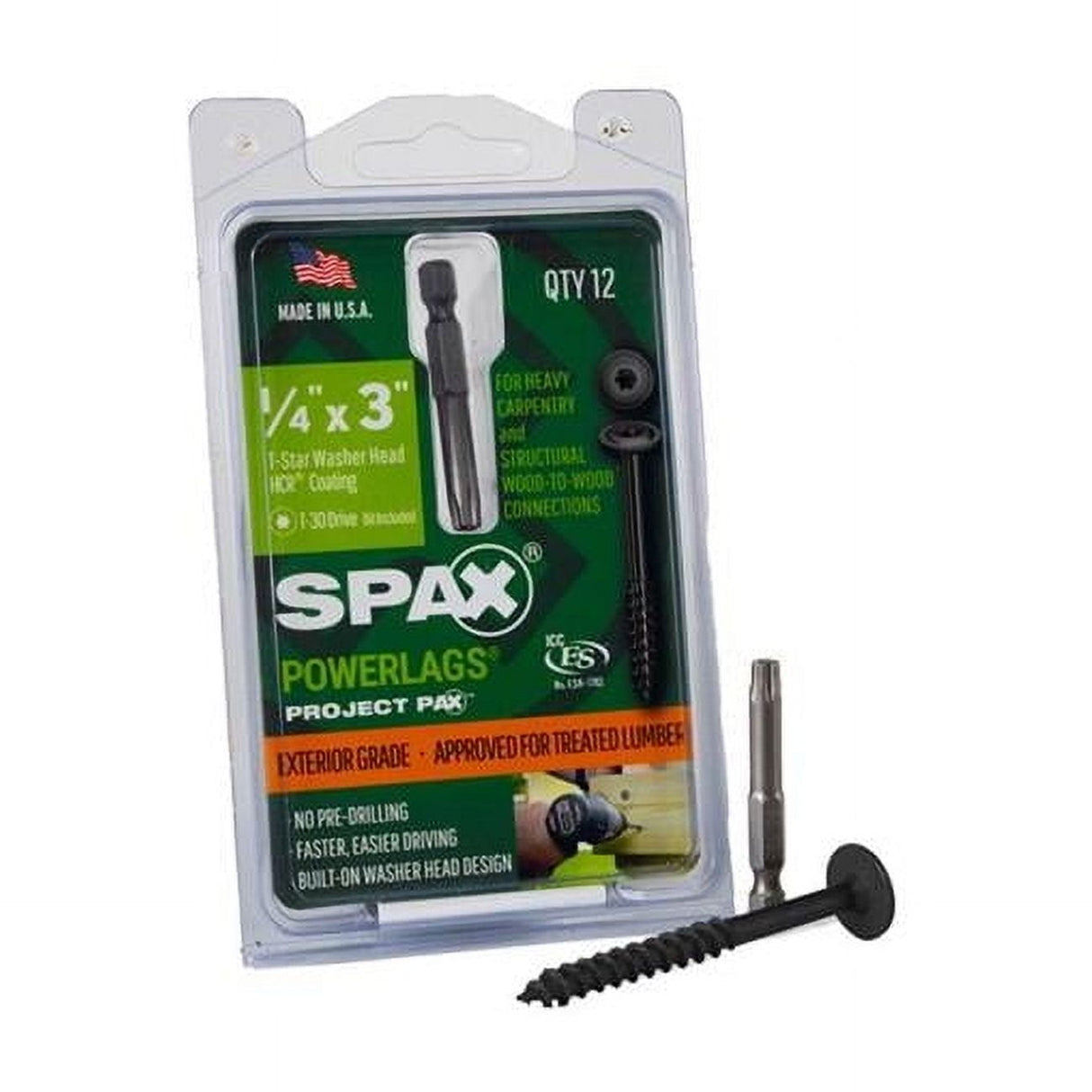 SPAX PowerLag 1/4 in. in. X 3 in. L T-30 Washer Head Structural Screws 12 pk