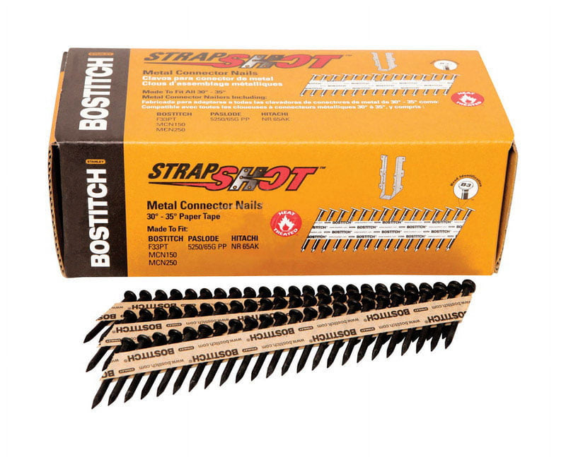 Bostitch StrapShot 1-1/2 in. L X 11 Ga. Straight Strip Brite Metal Connector Nails 35 deg 1000 pk