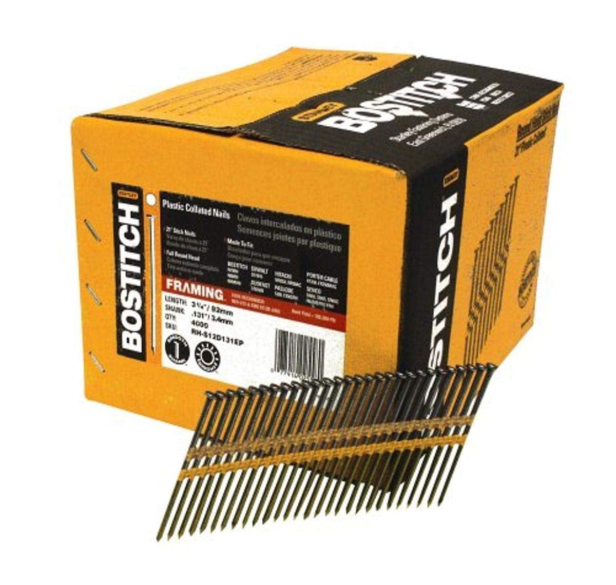 Bostitch 3-1/4 in. L Angled Strip Coated Framing Nails 21 deg 4,000 pk