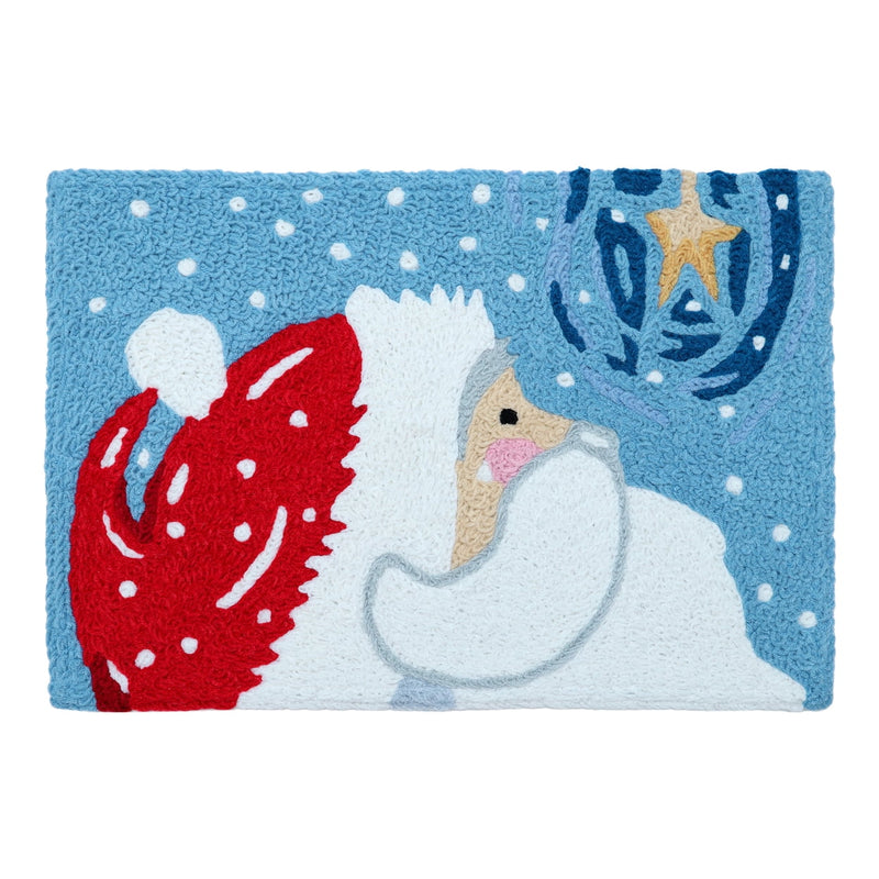 Jellybean 20 in. W X 30 in. L Multicolored Star Gazing Santa Polyester Accent Rug