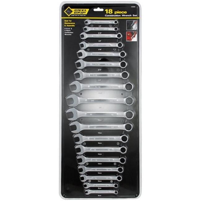 Steel Grip Metric and SAE Wrench Set 18 pc