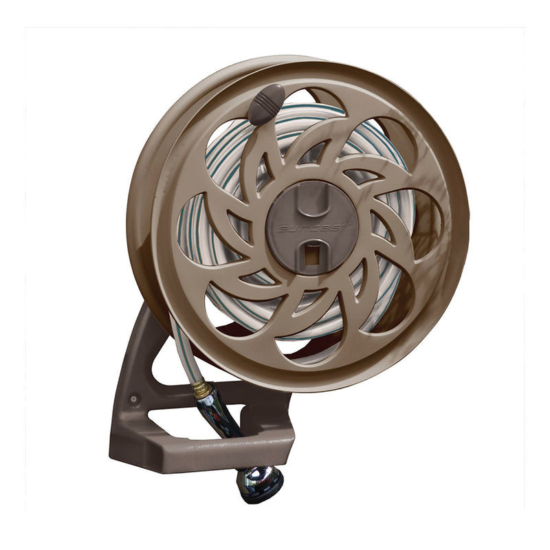 Suncast Side Tracker 125 ft. Brown Wall Mounted Hideaway Hose Reel