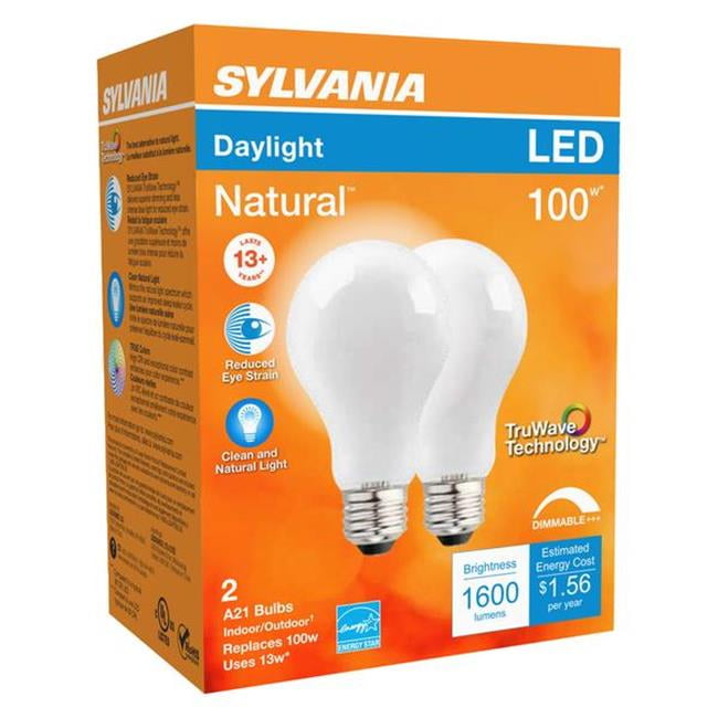 Sylvania TruWave A21 E26 (Medium) LED Bulb Daylight 100 Watt Equivalence 2 pk