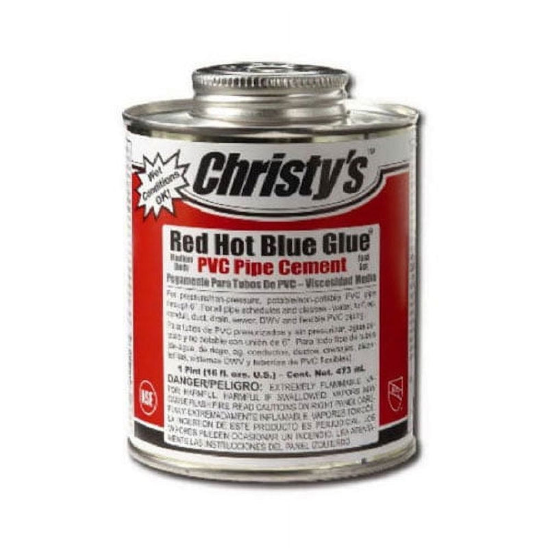 Christy's Red Hot Blue Glue Blue Cement For PVC 4 oz