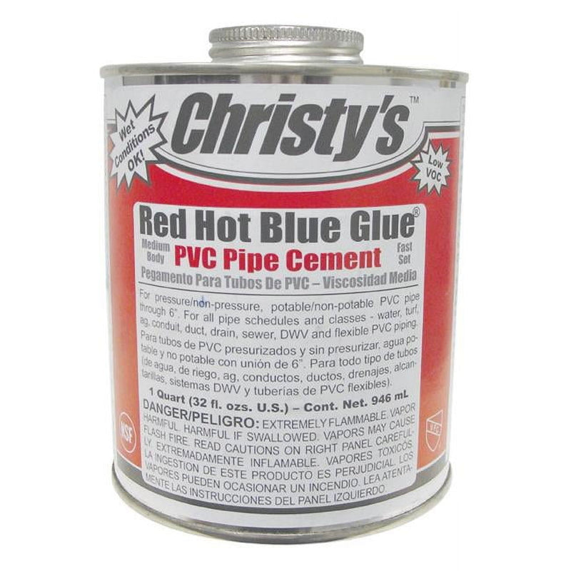 Christy's Red Hot Blue Glue Blue Cement For PVC 32 oz