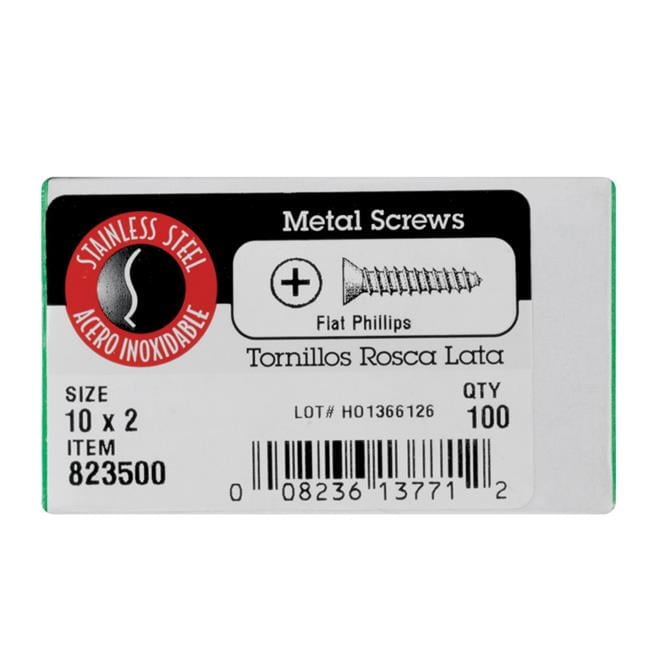 Hillman No. 10 X 2 in. L Phillips Flat Head Sheet Metal Screws 100 pk