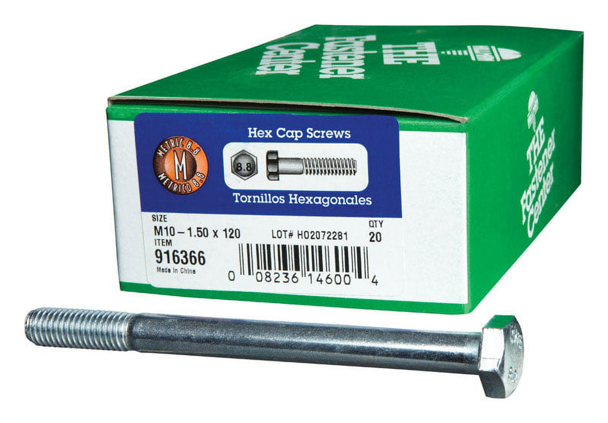 Hillman M10-1.50 mm D X 120 mm L Heat Treated Steel Hex Head Cap Screw 20 pk