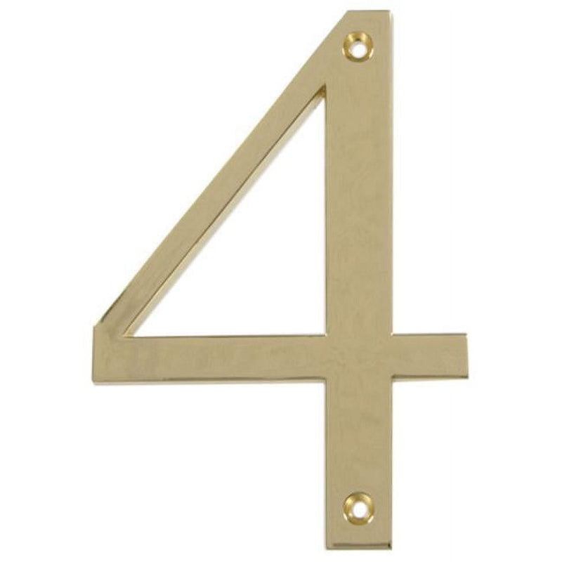 Hillman Distinctions 4 in. Gold Zinc Die-Cast Screw-On Number 4 1 pc