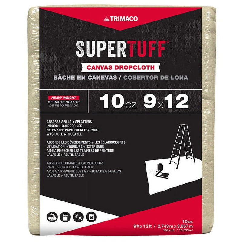 Trimaco SuperTuff 9 ft. W X 12 ft. L 10 oz Canvas Drop Cloth 1 pk