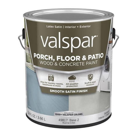 Valspar Porch, Floor & Patio Wood & Concrete Paint Satin Clear Base 2 Floor and Patio Coating 1 gal