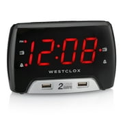 Westclox 1.4 in. Black USB Clock Radio Digital Plug-In