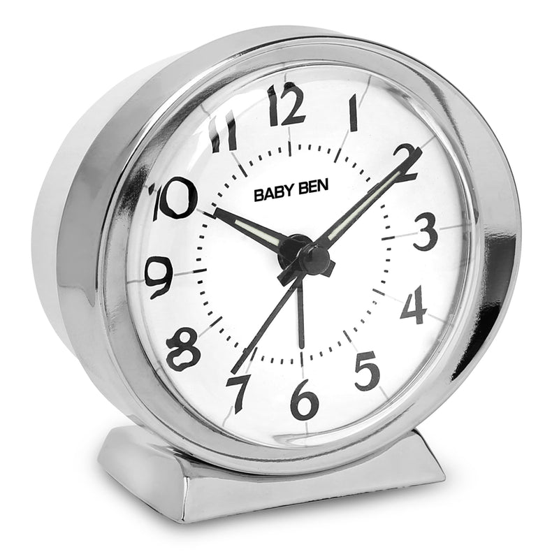 Westclox Baby Ben Silver Alarm Clock Analog Battery Operated