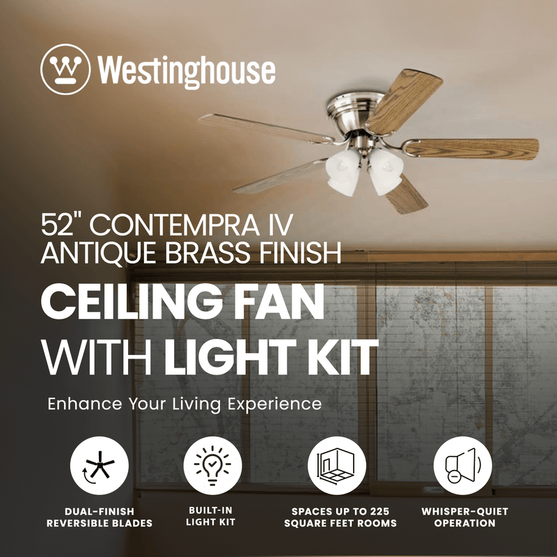 Westinghouse Contempra IV 52 in. Antique Brass Brown LED Indoor Ceiling Fan