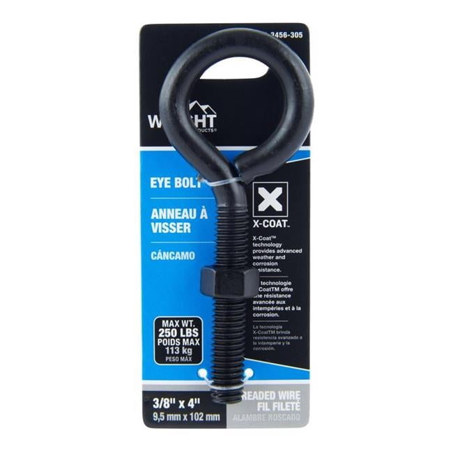 Wright 3/8 in. X 4 in. L Black Steel Eyebolt Nut Included