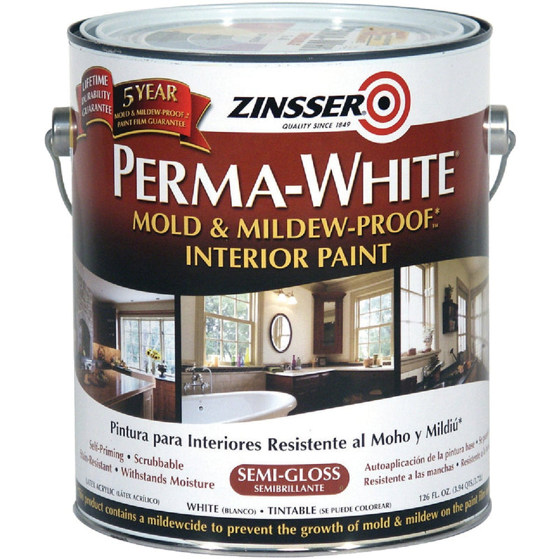 Zinsser Perma-White Semi-Gloss White Water-Based Mold and Mildew-Proof Paint Interior 1 gal