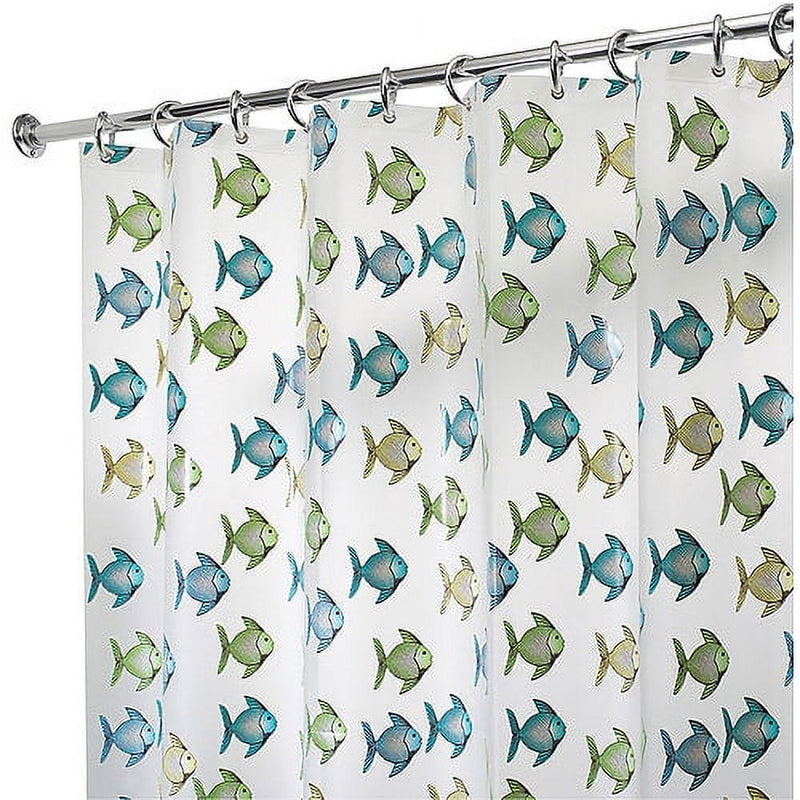 iDesign 72 in. H X 72 in. W Blue/Green Fish Shower Curtain PEVA