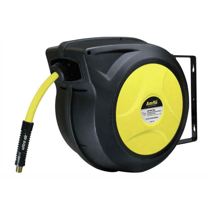 Amflo Ultra Air 50 ft. L X 3/8 in. D Hybrid Polymer Air Hose Reel 300 psi Black