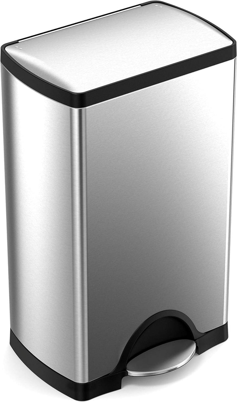 Simplehuman 10 gal Silver Stainless Steel Step Pedal Automatic Touchless Wastebasket